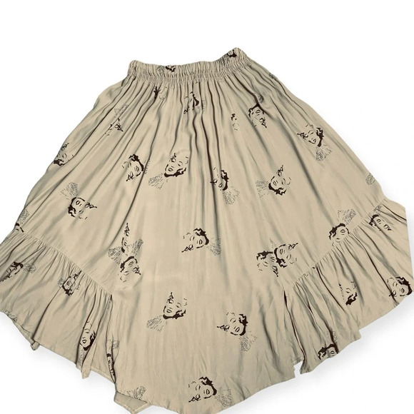 Vintage Miss Mod Marilyn Monroe print midi skirt tan black size 6/Medium - Picture 11 of 13